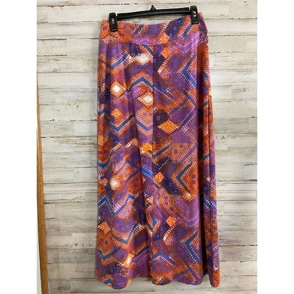 Great Northwest Indigo Aztec Print Maxi Skirt S Southwest Boho Hippie Purple Ora - Picture 2 of 4
